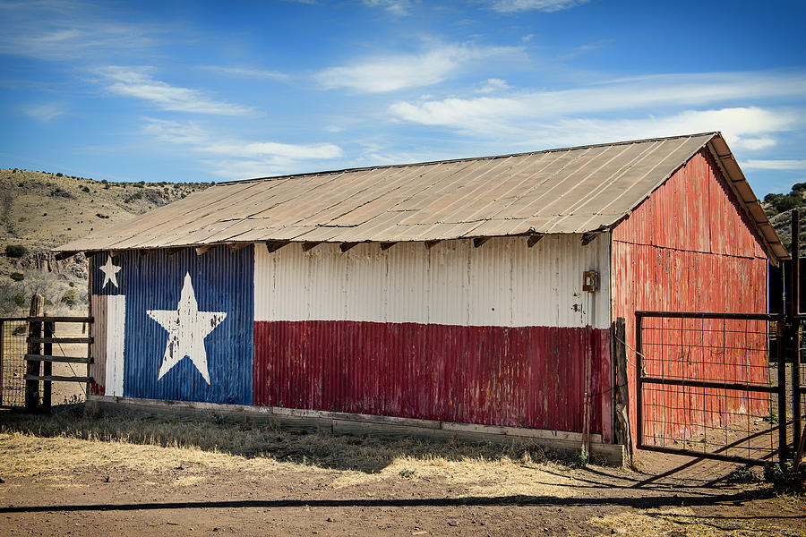 Nature Photograph - Texas State Flag on a Texan Ranch Barn #1 by Mountain Dreams