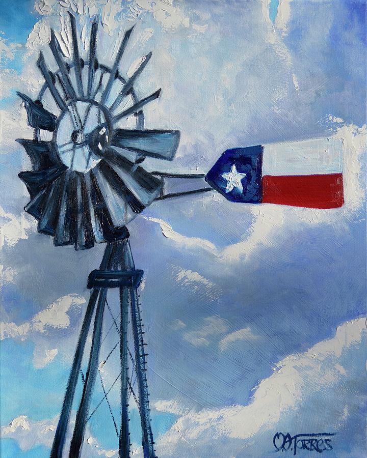 Texas Windmill #2 Painting by Melissa Torres