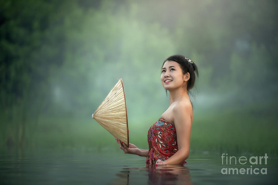 Thai Woman Bathing In The River Photograph By Sasin Tipchai Fine Art
