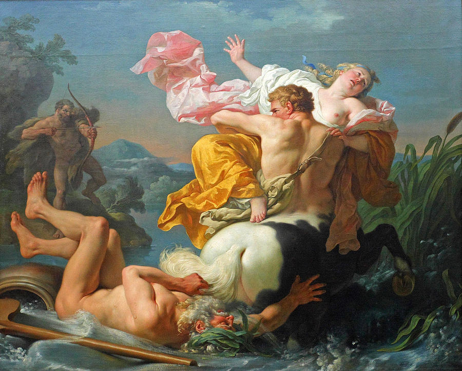 The Abduction of Deianeira by the Centaur Nessus #2 Painting by Louis-Jean-Francois Lagrenee