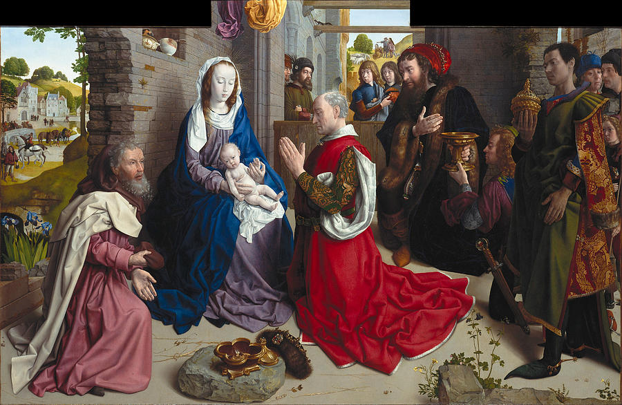 The Adoration of the Kings. Monforte Altar #2 Painting by Hugo van der Goes
