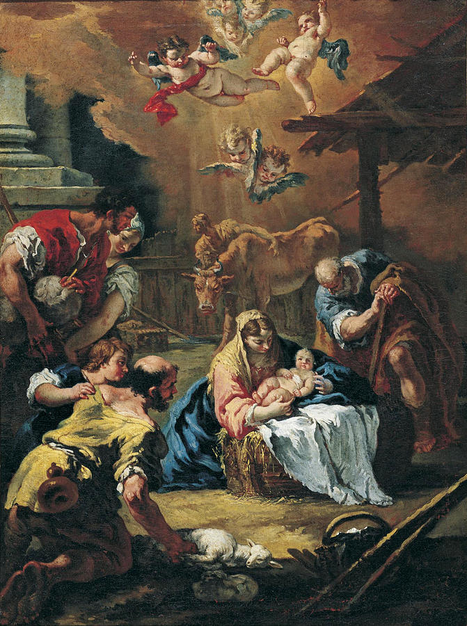 The Adoration Of The Shepherds #2 Painting by Francesco Fontebasso
