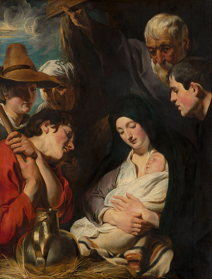 The Adoration of the Shepherds #3 Painting by Jacob Jordaens