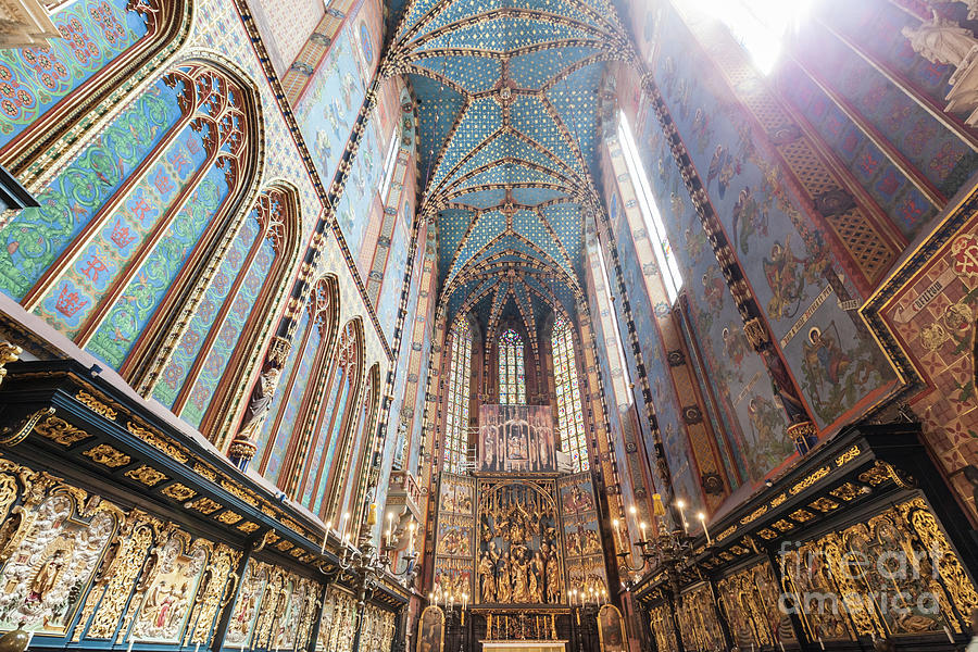 The altarpiece of Veit Stoss in St. Marys Basilica, Cracow, Poland #1 Photograph by Michal Bednarek