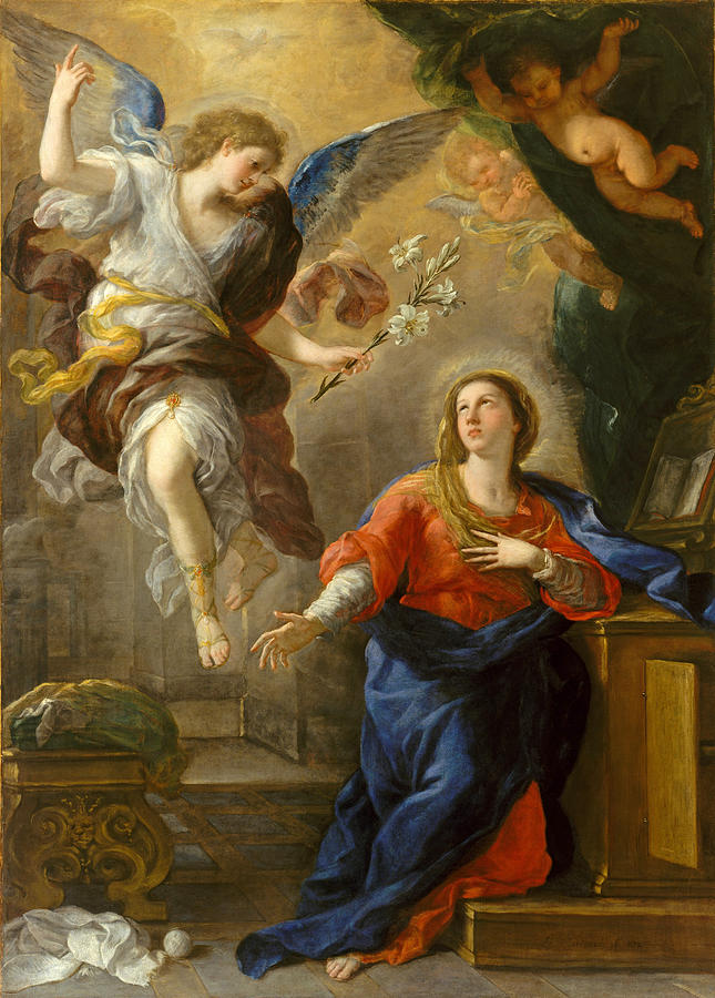 The Annunciation #1 Painting by Luca Giordano