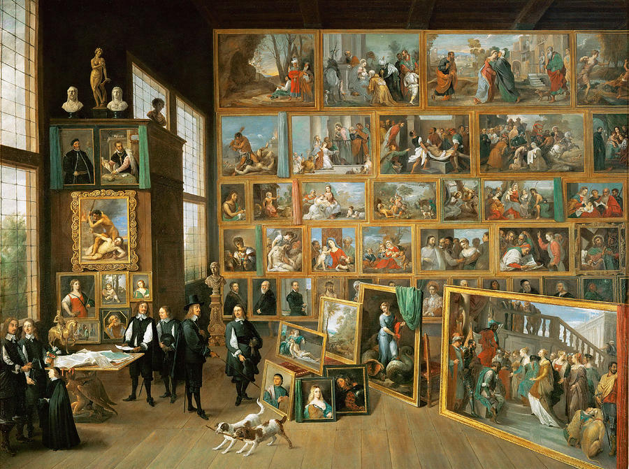 The Archduke Leopold Wilhelm In His Picture Gallery In Brussels #2 Painting by David Teniers the Younger