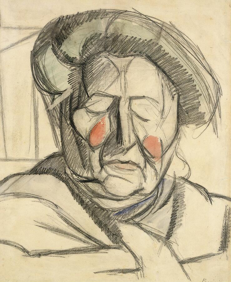 The Artists Mother, from 1915 Drawing by Umberto Boccioni