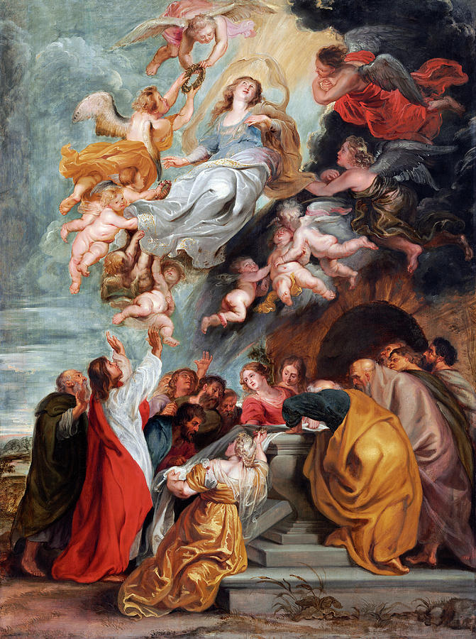The Assumption of the Virgin #2 Painting by Studio of Sir Peter Paul Rubens