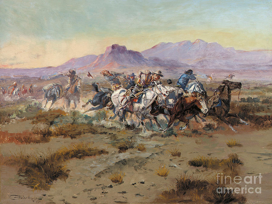 Charles Marion Russell Painting - The Attack by Charles Marion Russell by Charles Marion Russell