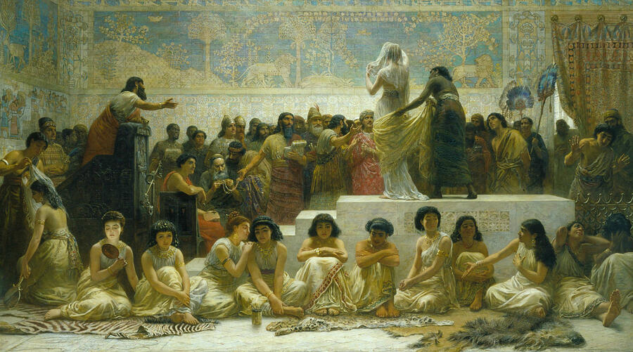 The Babylonian Marriage Market, by 1891 Painting by Edwin Long