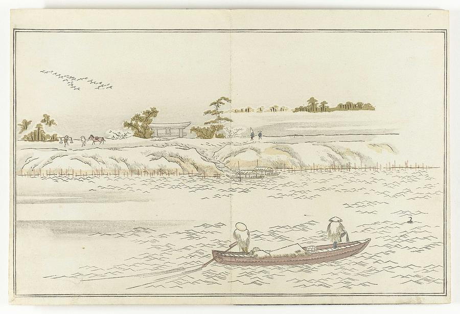The Banks Of Sumida River In Snow, Kitagawa Utamaro, 1790 Painting