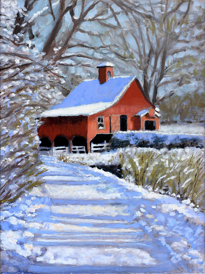 The Barns Early Light #1 Painting by David Zimmerman