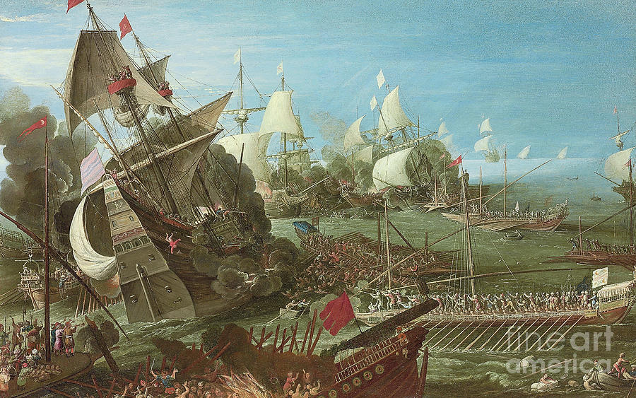 The Battle of Lepanto Painting by Andries van Eertvelt
