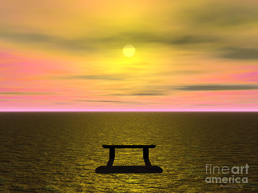 Fantasy Digital Art - The Bench by Walter Neal