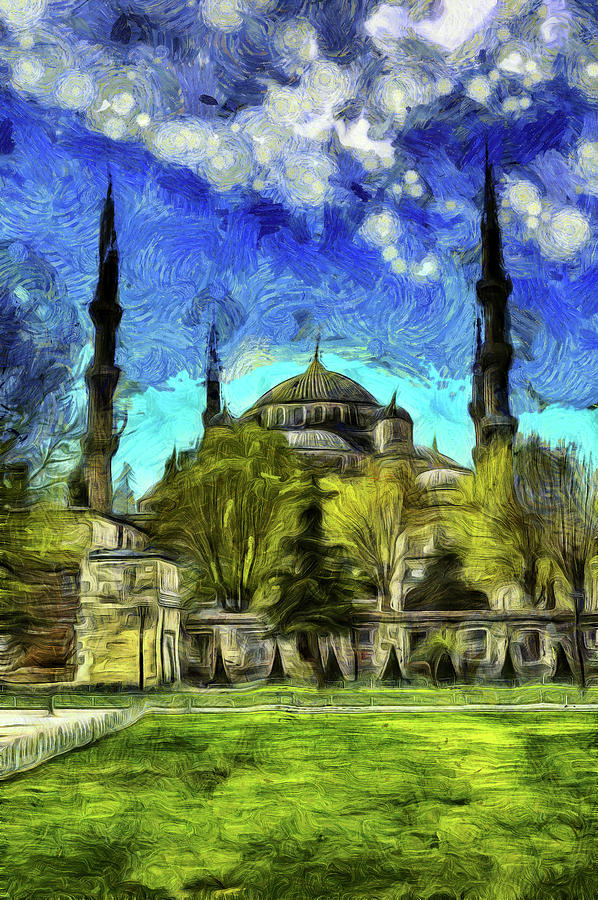 The Blue Mosque Istanbul Art #1 Mixed Media by David Pyatt
