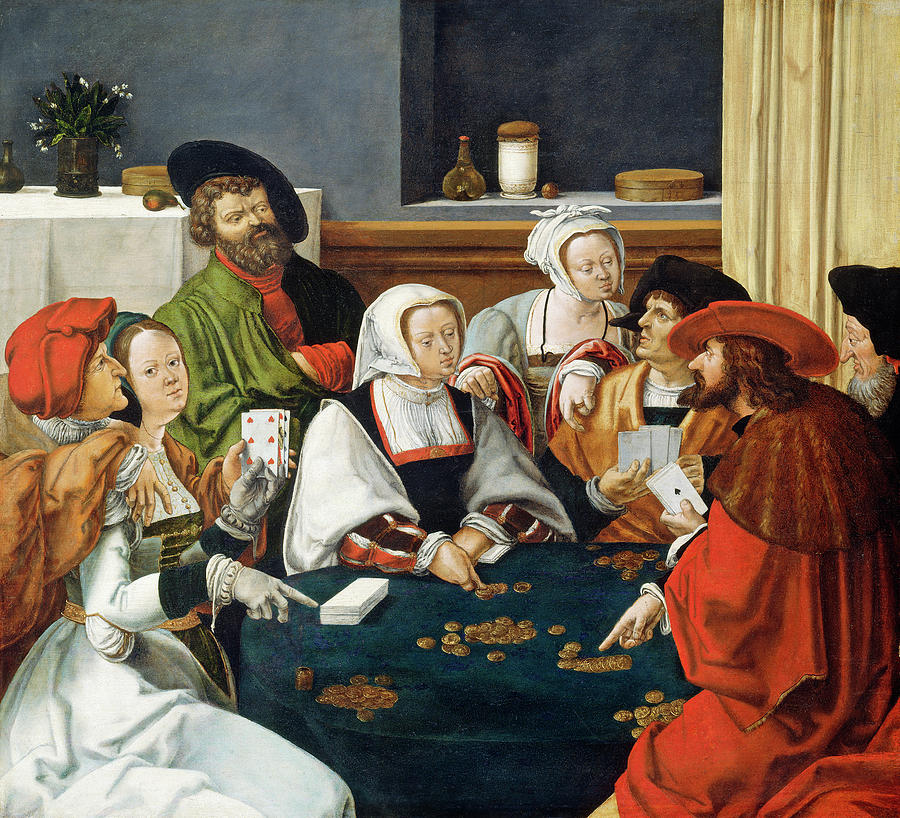 The Card Players #1 Painting by after Lucas van Leyden