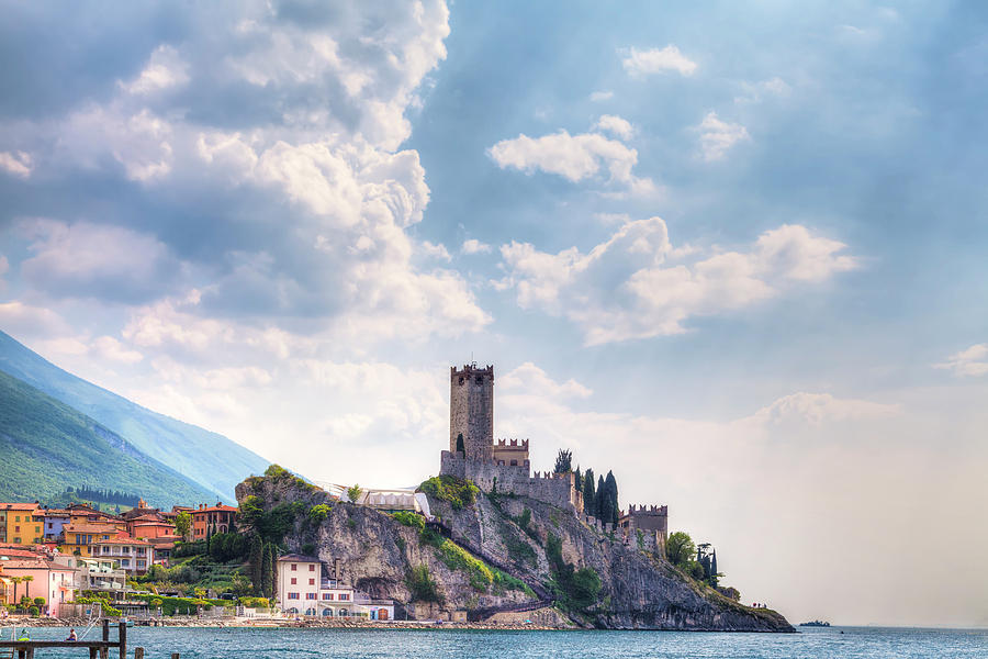 the Castello Scaligero, the castle of Malcesine at the Lake Garda in Italy #1 Photograph by Gina Koch