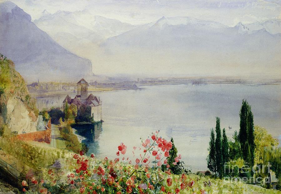 John William Inchbold Painting - The Castle at Chillon by John William Inchbold