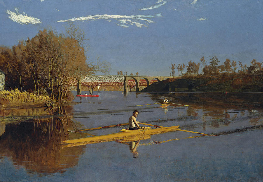 Thomas Cowperthwait Eakins Painting - The Champion Single Sculls, Max Schmitt in a Single Scull #1 by Thomas Eakins