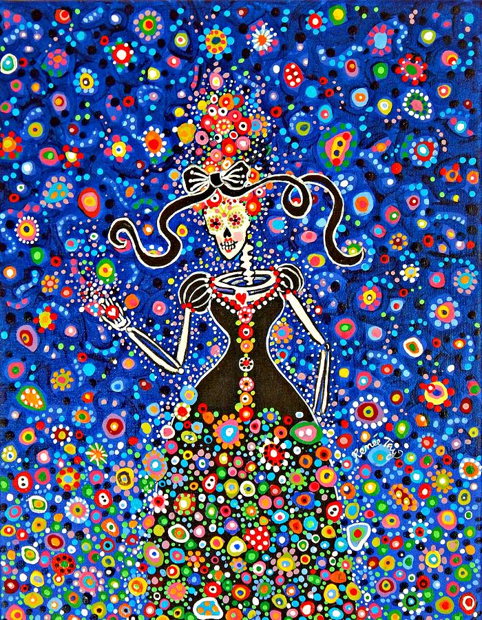Skeleton Painting - The Cosmic Catrina by Renee Tay