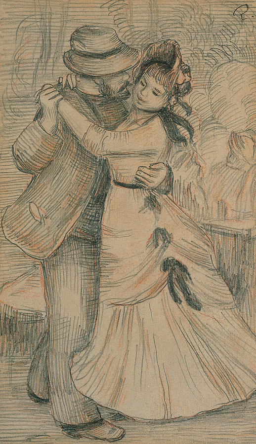 Pierre Auguste Renoir Drawing - The Country Dance by Pierre Auguste Renoir