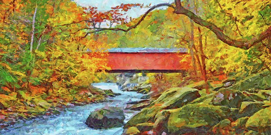 The Covered Bridge at McConnells Mill State Park #1 Digital Art by Digital Photographic Arts