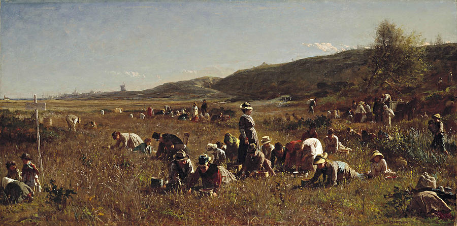 Eastman Johnson Painting - The Cranberry Harvest #1 by Eastman Johnson