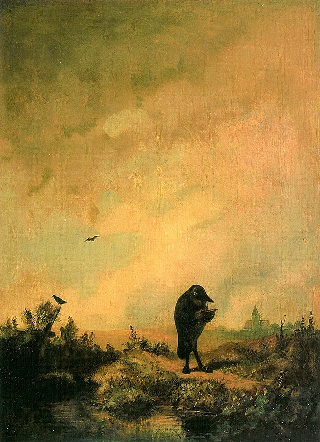 The Crow #1 Painting by Carl Spitzweg
