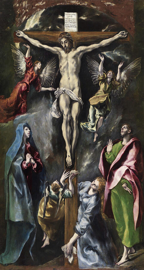The Crucifixion, from 1597-1600 Painting by El Greco