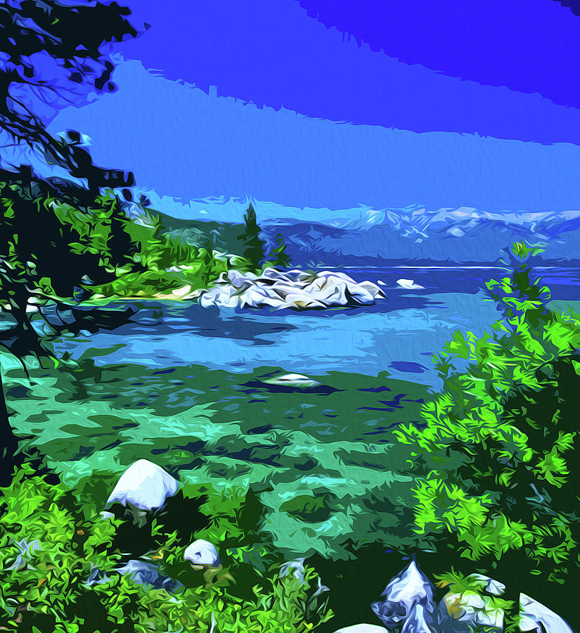 Nature Painting - The crystal waters of Lake Tahoe #1 by AM FineArtPrints
