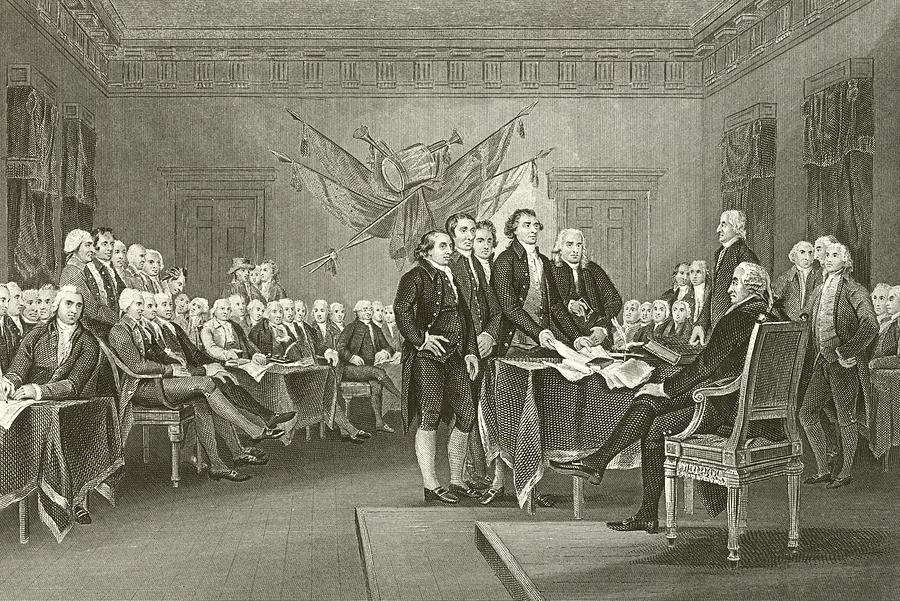 Independence Day Drawing - The Declaration of Independence by American School