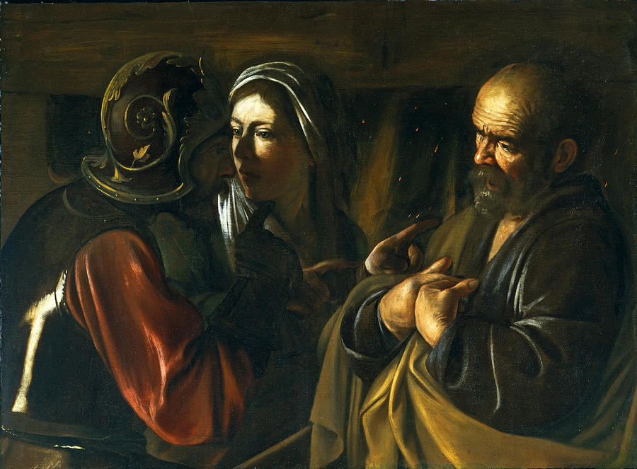 The Denial of Saint Peter #1 Painting by Caravaggio