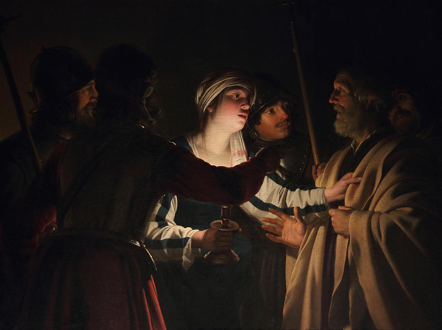 Gerrit Van Honthorst Painting - The Denial of Saint Peter #1 by Gerard van Honthorst