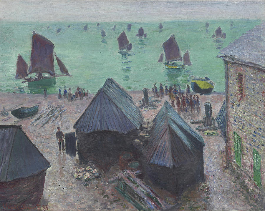 Claude Monet Painting - The Departure of the Boats  Etretat by Claude Monet