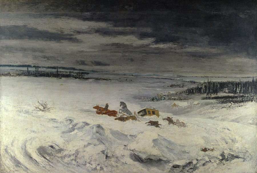 Gustave Courbet  Painting - The Diligence in the Snow #1 by Gustave Courbet