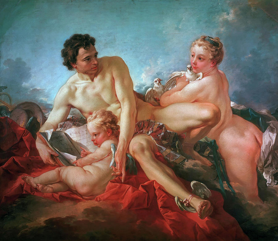 Francois Boucher Painting - The Education of Cupid #1 by Francois Boucher