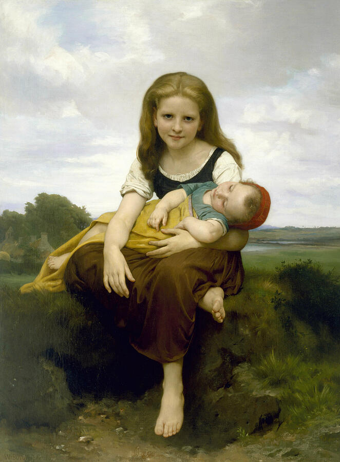 The Elder Sister, from 1869 Painting by William-Adolphe Bouguereau