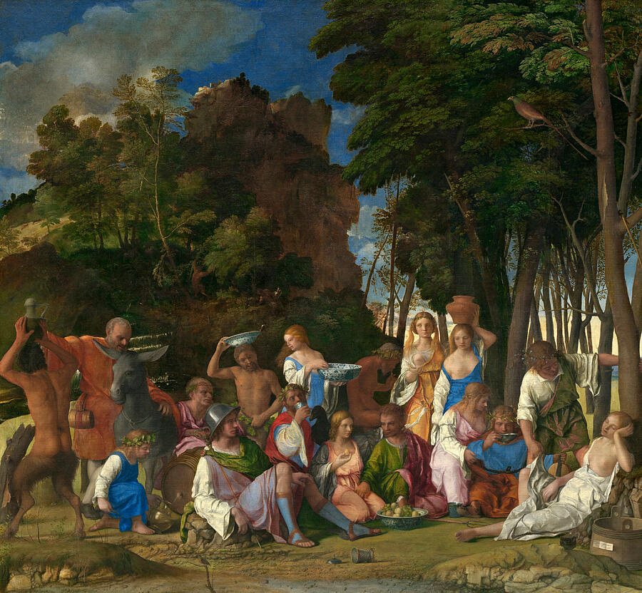The Feast of the Gods, from 1514-1529 Painting by Giovanni Bellini