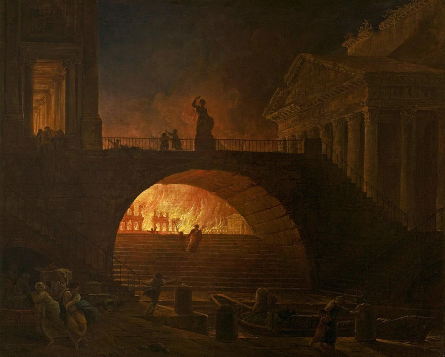 The Fire of Rome Painting by Hubert Robert