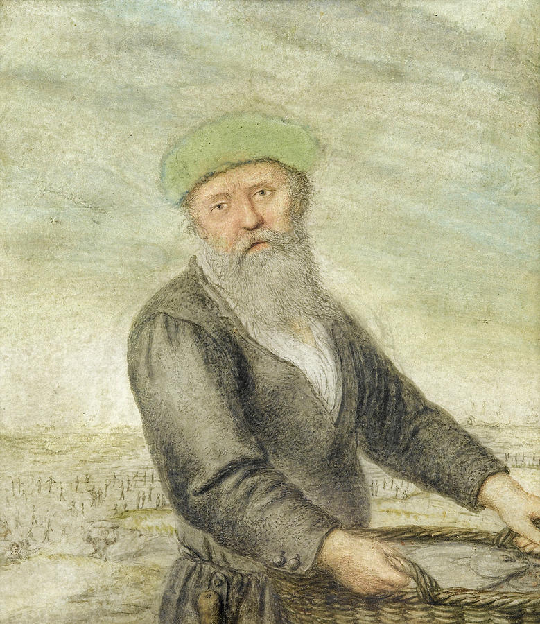 The Fish Seller Drawing by Hendrick Avercamp