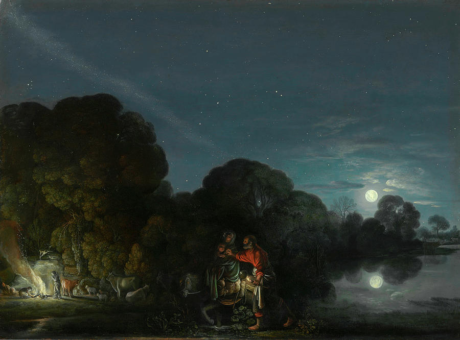Madonna Painting - The Flight into Egypt #1 by Adam Elsheimer