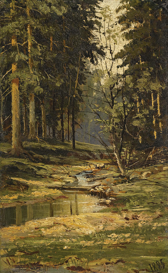 The forest brook Painting by Ivan Shishkin - Fine Art America