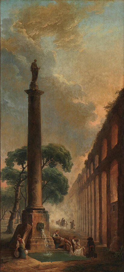 The Fountain, by 1808 Painting by Hubert Robert The Fountain, by 1808 Painting by Hubert Robert