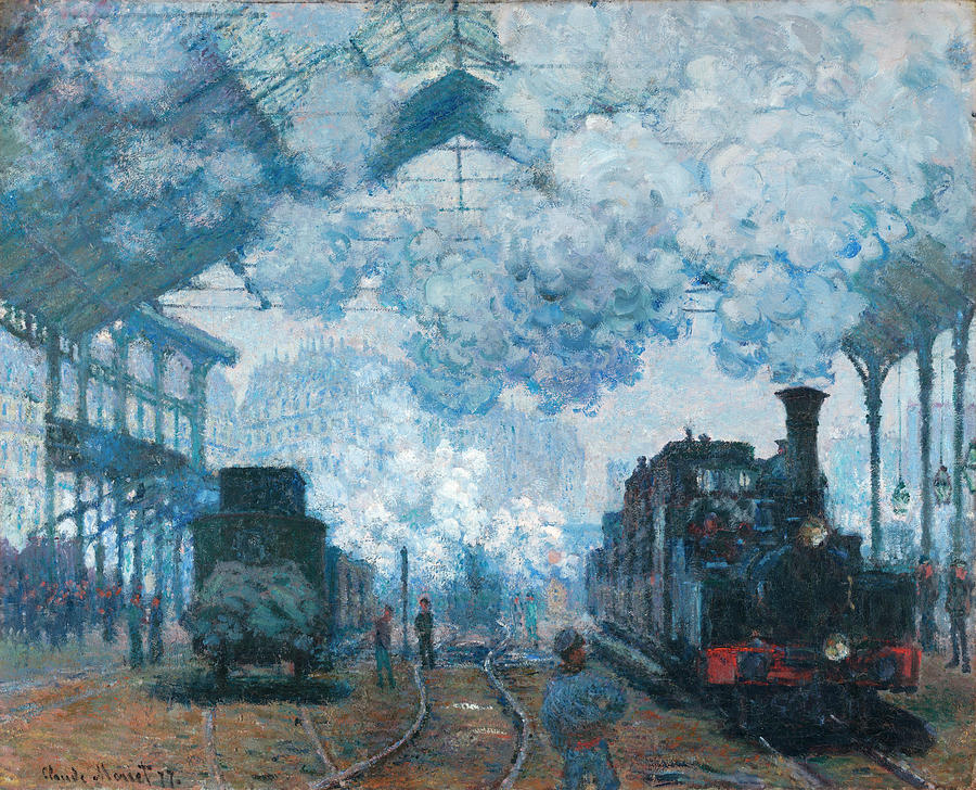 Claude Monet Painting - The Gare Saint-Lazare Arrival of a Train #1 by Claude Monet