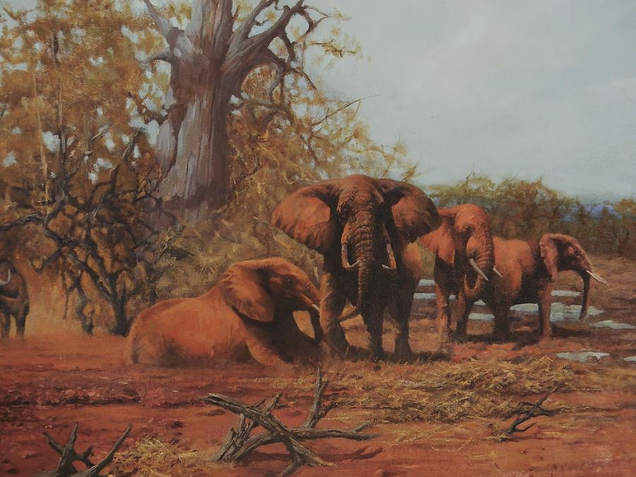 Wildlife Painting - The Gathering #1 by Noe Peralez