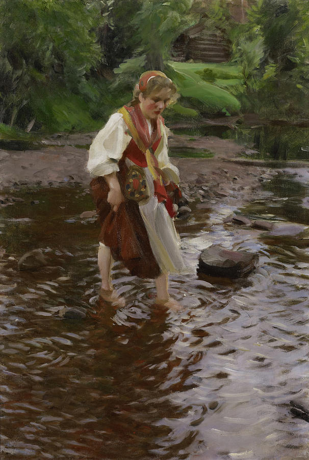 The Girl from Alvdalen #2 Painting by Anders Zorn