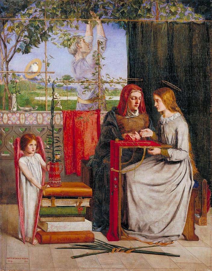 Dante Gabriel Rossetti Painting - The Girlhood of Mary Virgin #1 by Dante Gabriel Rossetti