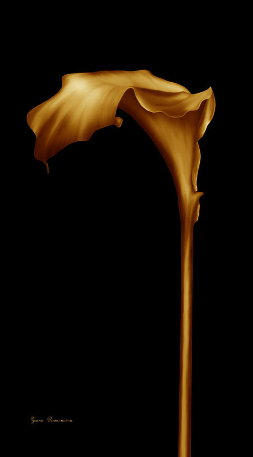 Flower Digital Art - The Golden Calla Lilly by Georgiana Romanovna