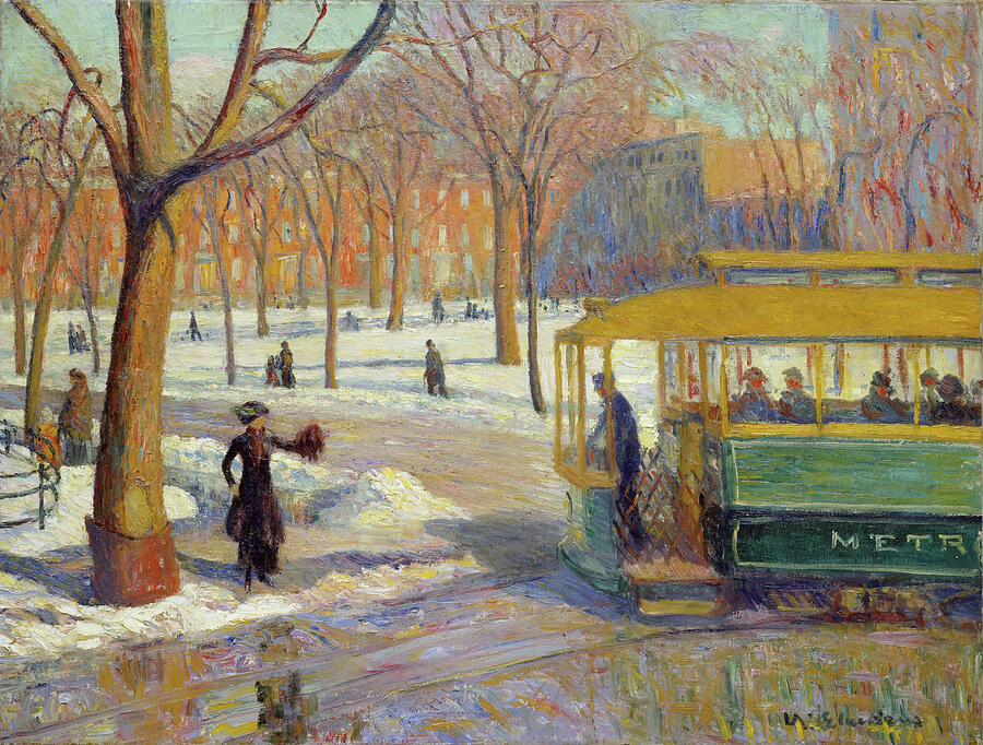 The Green Car #2 Painting by William Glackens
