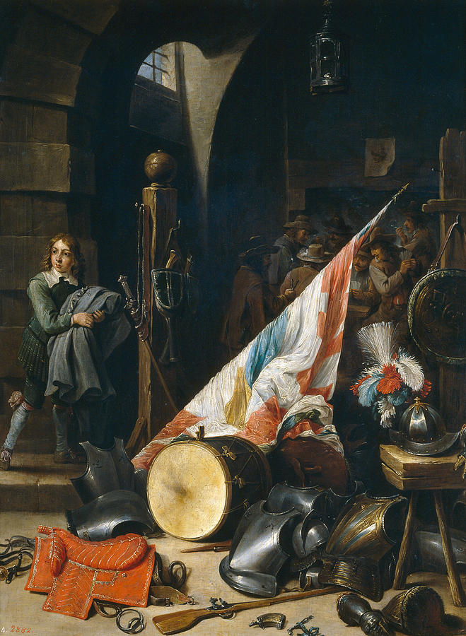Flag Painting - The Guard-Room #1 by David Teniers the Younger